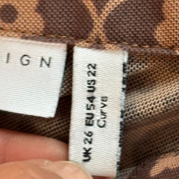 Asos Curve Womens Top Size 22 Geometric Button Up Mesh Retro MOD Career 18131 - Picture 6 of 8